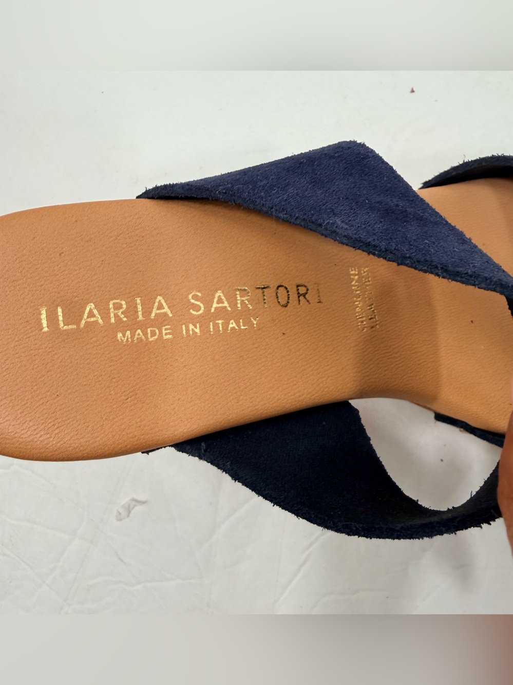 Ilaria Sartori Women’s Navy Suede Platform Clog Mules - Picture 5 of 9